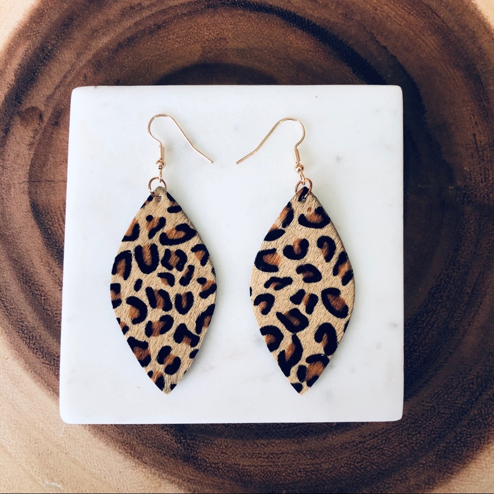 Leopard Genuine Leather Earrings Dangle 🐆
